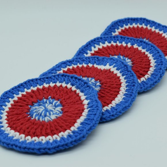 Handcrafted Independence Day Crochet Coasters Set of Four - Picture 2 of 5